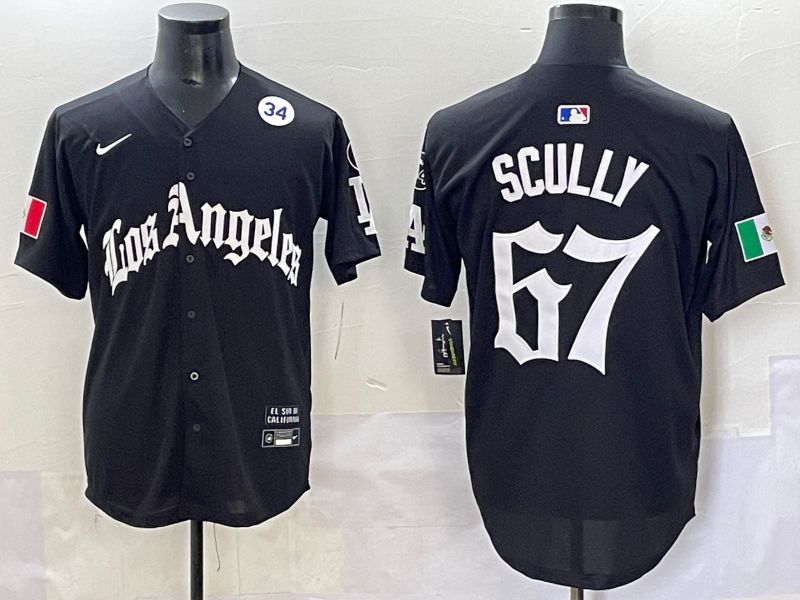 Men 2025 Los Angeles Dodgers #67 Scully Black Five generations Joint Name Nike MLB Jersey style 11->los angeles dodgers->MLB Jersey